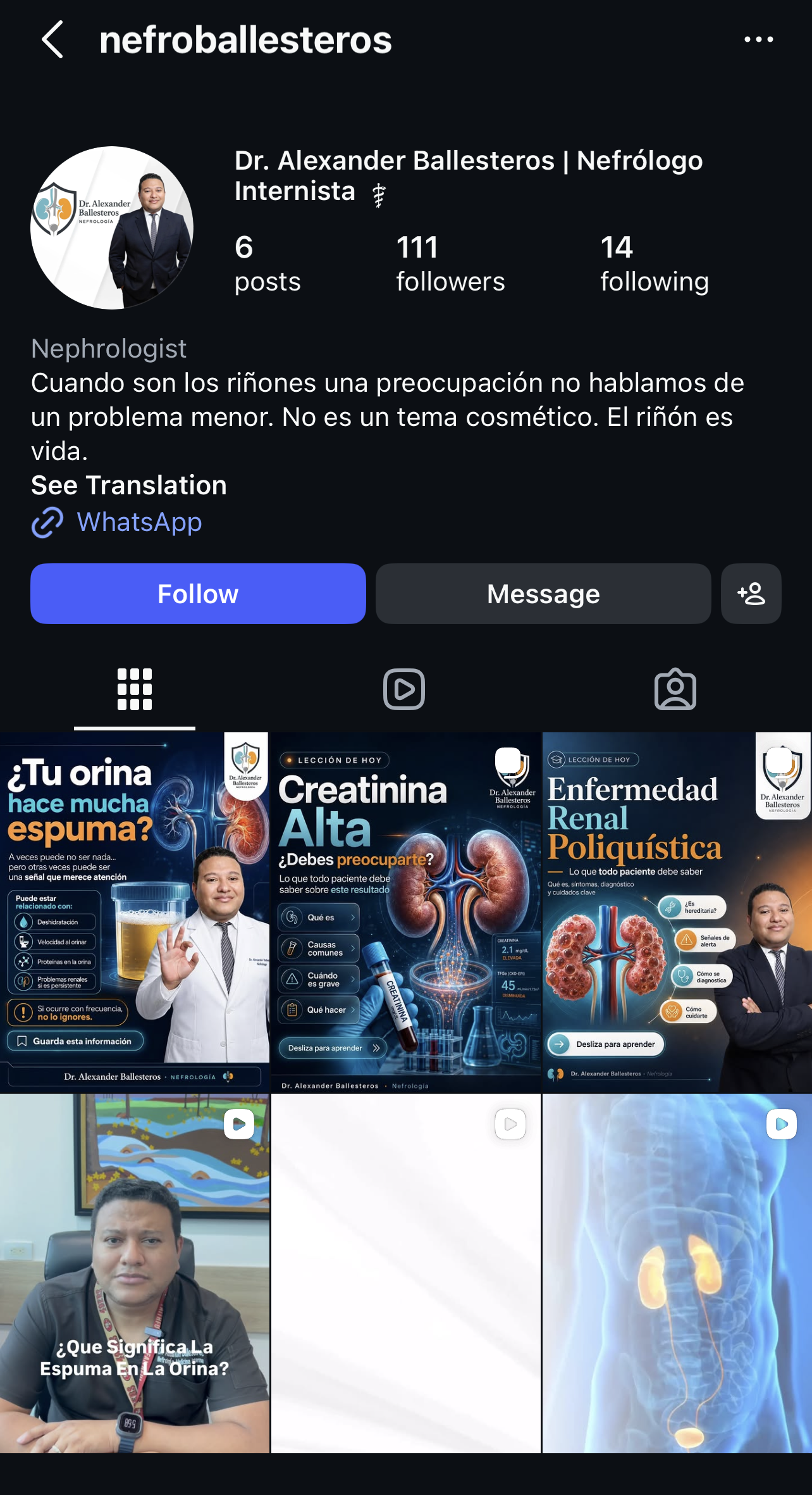Perfil de Instagram @Nefroballesteros